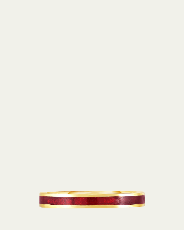 18K Yellow Gold Enamel Stacking Band Ring, Size 5-8